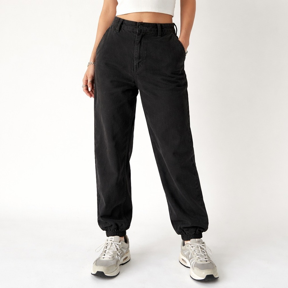 I.AM.GIA Tapered Leg Pants Women's XS Black Elastic Ankle Cuffs‎ Slash Pockets